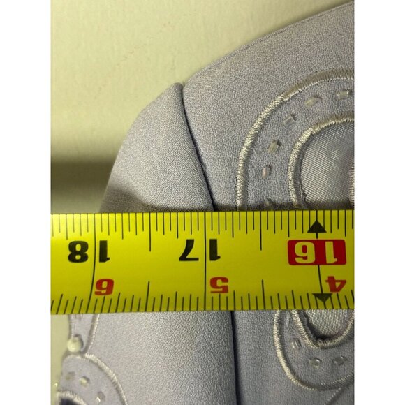 Natasha Embroidered Beaded Open Front Laser Cut Jacket Light Lavender Sz 16 - Picture 5 of 10